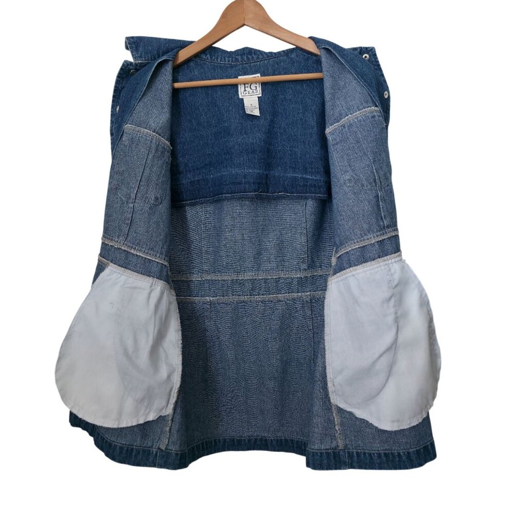 Vintage FIELD GEAR Denim Jean Chore Long Sleeve Jacket w/ Front Pockets Sz S - Picture 5 of 7